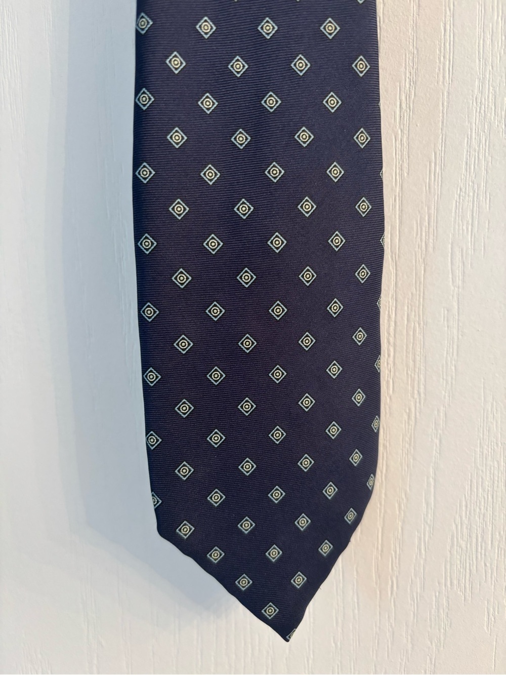 Yves Saint Laurent Navy Tie with Micro Diamond Motif